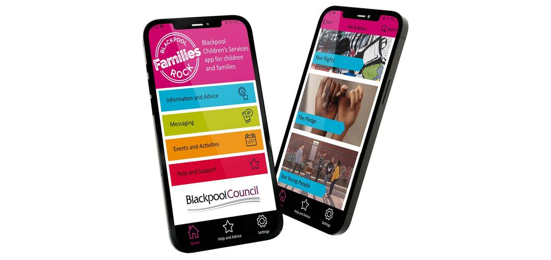 Blackpool families rock application shown on a mobile phone