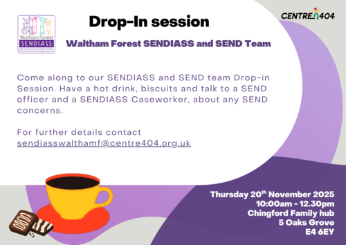 image of a flyer for the SENDIASS Drop in