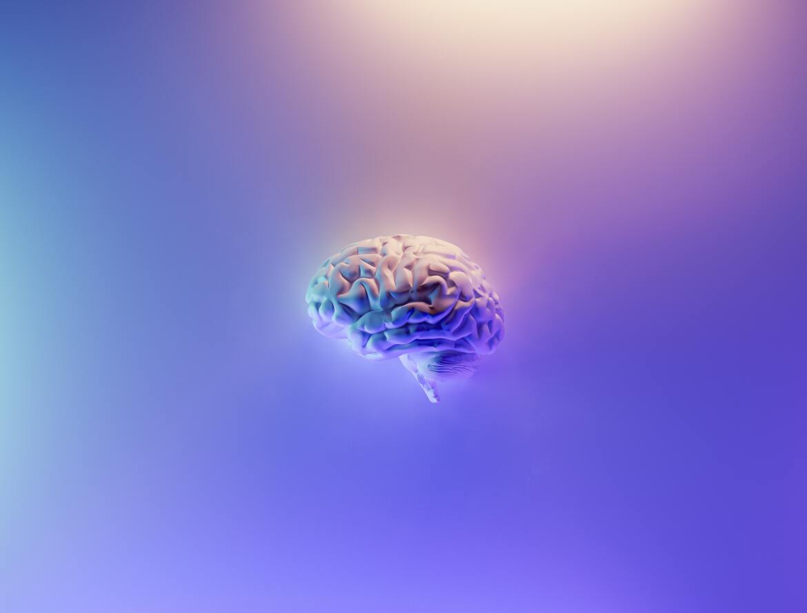 A brain on a blue background