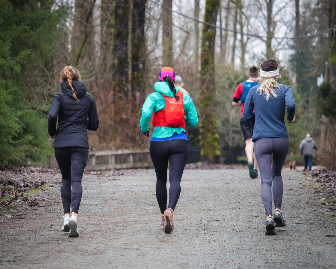Women running on a path