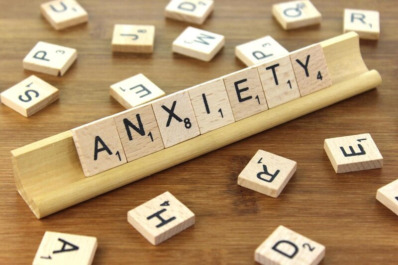 Scrabble tiles spelling the word anxiety