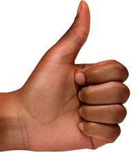 a hand showing a "thumbs up"
