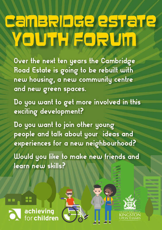 poster with writing and graphics of young people