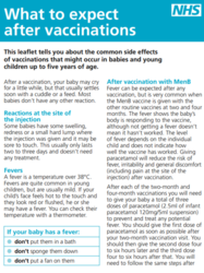 factsheet on what to expect after vaccinations 