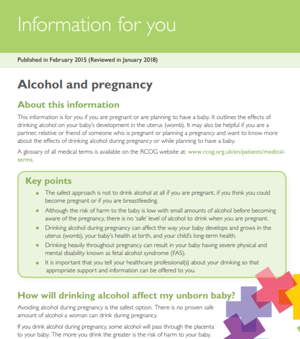 factsheet on alcohol and pregnancy 