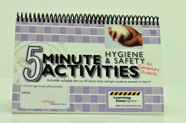 Purple activity booklet titled 5 minute activities 