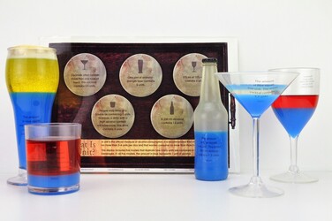 Popular alcohol drink glasses with the units of each glass shown, demonstrate how easily units can add up. 
