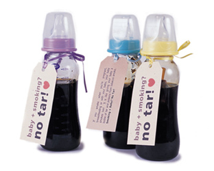 Bottles with tar 