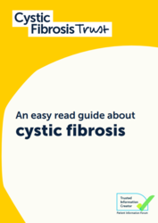 Yellow and white background titled an easy read guide about cystic fibrosis 