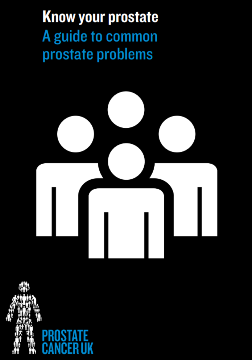 Black leaflet background with images of men titled know your prostate: A guide to common prostate problems 