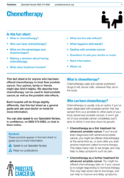Front of the factsheet has lots of information on chemotherapy in prostate cancer. 