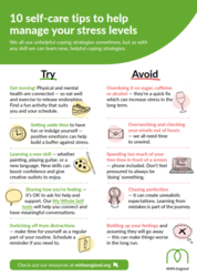 Infographic showing different ways to help manage your stress 
