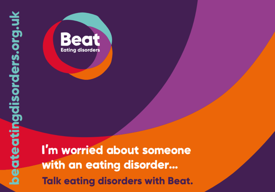 Purple and orange leaflet cover titled I'm worried about someone with an eating disorder. 
