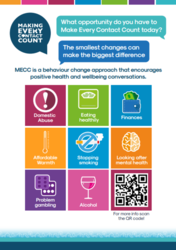 MECC poster with colourful campaign blocks