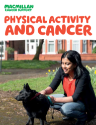 Leaflet cover showing woman and a dog outdoors 