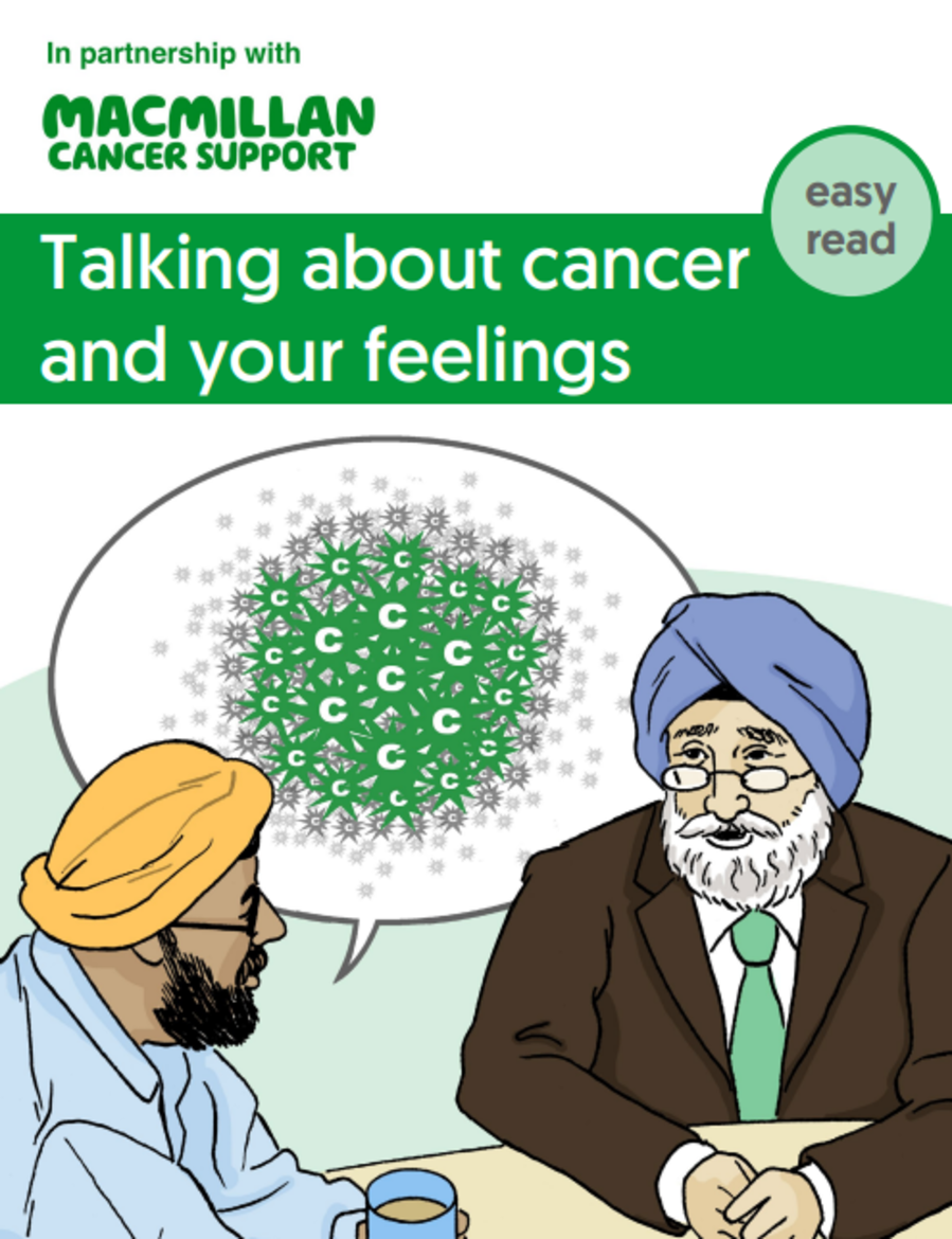 Two people talking about cancer