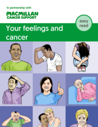 Different people with a variety of emotions and feelings, titled; Your feelings and cancer. 