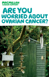 Green garden shed surrounded by trees and bushes titled; Are you worried about ovarian cancer?