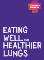 Purple leaflet cover titled; eating well for healthier lungs 