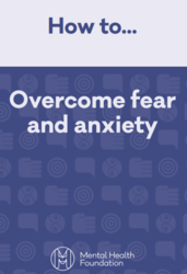 Purple and white leaflet cover titled how to overcome fear and anxiety 