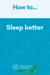 White and blue leaflet cover titled how to sleep better 