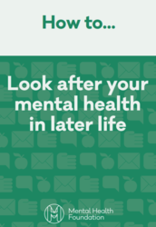 Green and white leaflet cover titled How to look after your mental health later in life 