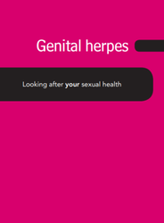 Pink and black leaflet cover titled: Genital herpes, looking after your sexual health 