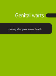Green and black leaflet cover titled: Genital warts, looking after your sexual health 